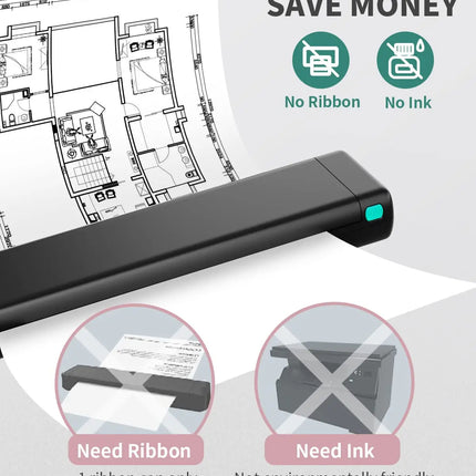 Phomemo M08F A4 Paper Printer Portable Thermal Printer Bluetooth Mobile Printer Compatible with Android & iOS Phone & Laptop