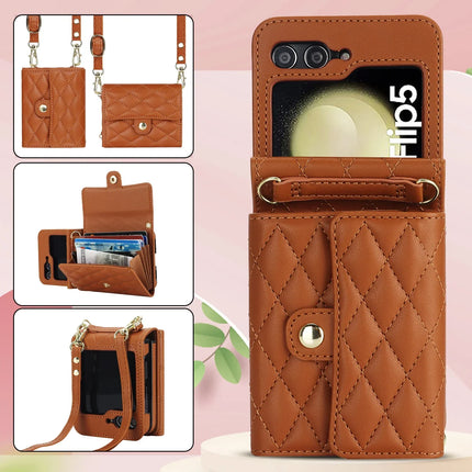 Crossbody Bag Fashion Leather Phone Case For Samsung Galaxy Z Flip 6 5 4 3 Flip5 Flip4 Flip3 5G Long Lanyard Wallet Card Cover