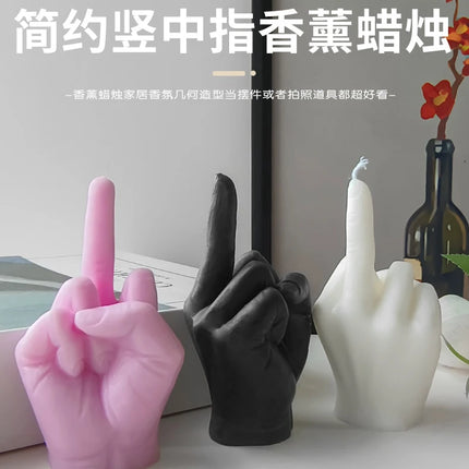 1pc White/Black Creative Candles Middle Finger Shaped Gesture Scented Candles Niche Funny Quirky Gifts Home Decoration Ornaments