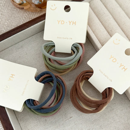 8pcs Soft Thin Nylon Elastic Hair Bands Women Solid Color Hair Ties Basic Ponytail Head Bands Seamless Comfy Hair Rope Mix Color