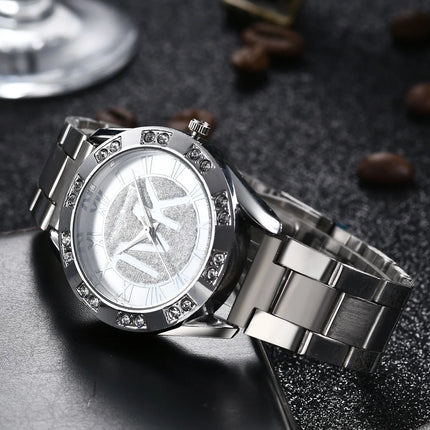 2023 Women Crystal Diamond Watches Luxury Brand Gold WristWatch Stainless Steel Women's Watch Clock Leisure Reloj Mujer TVK