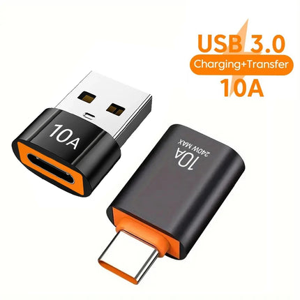 10A OTG Type C Female to USB A Male USB 3.0 to Type-C Converter  Fast Charging Data Adapter for Laptop Xiaomi Samsung Oneplus