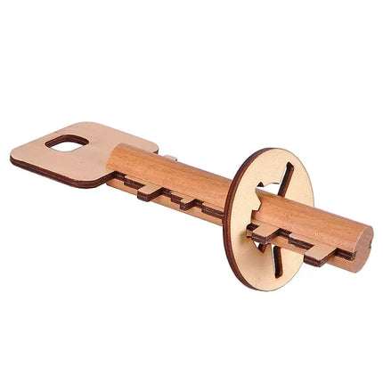 Intelligent Unlock Toy Wooden Kong Ming Lock Brain Teaser Puzzle Key IQ Thinking Test Montessori Kids Adult Decompression Games