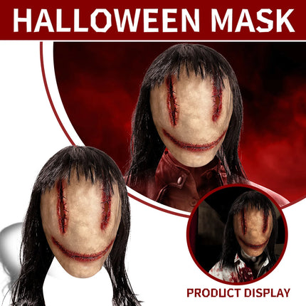 Scary Faceless Smiling Ghost Mask Face Killer Latex Full Face Masks Halloween Horror Cosplay Party Grimace Dress Costume Props ﻿