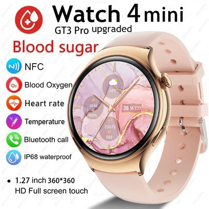 For HUAWEI 2024 New Watch GT4 Mini Smart Watch Women AMOLED NFC GPS Heart Rate Clock BT Call IP68 Waterproof Lady Smartwatch+Box