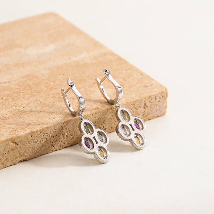 GEM'S BALLET Clover Flower Earrings Natural Amethyst Peridot  Topaz Citrine Drop Earrings in 925 Sterling Silver Gift For Her