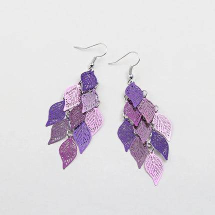 Exaggerated Bohemian Leaf Dangle Earrings - Stainless Steel Ethnic Jewelry for Women