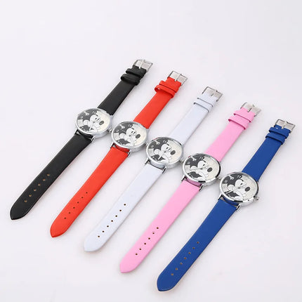 Disney Mickey Women Watches for Girls Black Leather Strap ultrathin Ladies Watch Quartz Clock Wrist Relogio Feminino