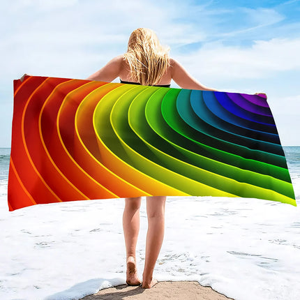 Plush Oversized Beach Towel Rainbow Striped Pool Towels , Quick Dry Towel Summer Beach Towels Swimming Towel for Adults Kids