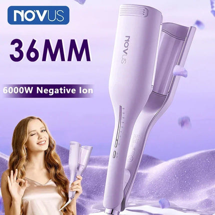 NOVUS 36MM Deep Wave Hair Curler Ceramic 4 Temperature Adjustable Fast Heating with Negative Ion Anti-Scald Egg Roll Hair Curler