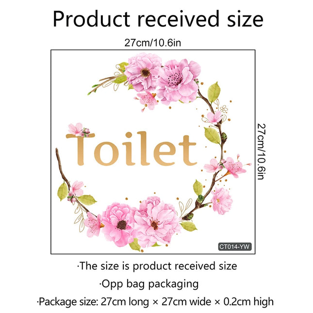 Flower Toilet Door Wall Stickers For Public Place Home Decor Bathroom WC Entrance Sign Decals Vinyl Art