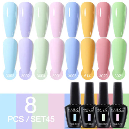 NAILCO Nail Gel Polish 8PCS Set Neon Nail Art Spring Summer Semi Permanent Varnish Kit For Manicure Hybrid Soak Off UV LED Gel