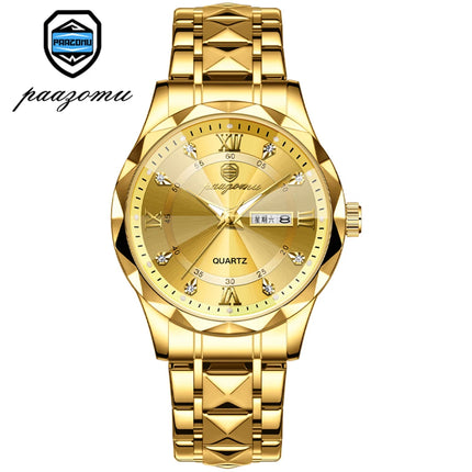 POEDAGAR Top Brand Luxury Man Wristwatch Waterproof Luminous Date Week Men Watches Stainless Steel Quartz Men's Watch Male reloj