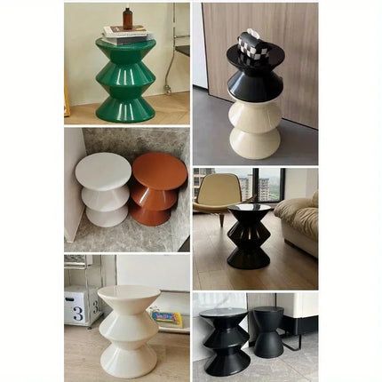 Plastic Coffee Table - Modern Side End Table for Living Room, Sofa, Hallway, Balcony - Durable Plastic Nightstand Foot stool