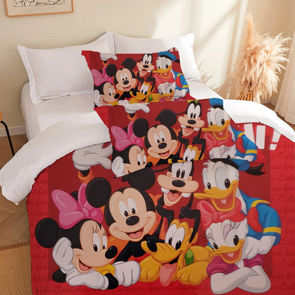 Disney Bedding Set, Mickey Mouse Single Duvet Set, Cute Anime Mickey Cover Quilt Cover with Pillowcases for boy and girl