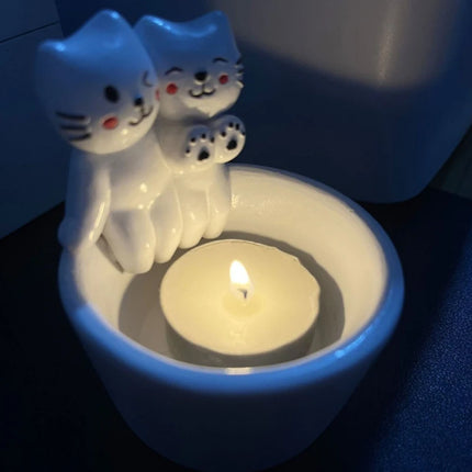 Kitten Candle Holder Cute Cat Candlestick Creative Aromatherapy Candle Holder Durable High Tempe Cartoon Candlestick Decoration