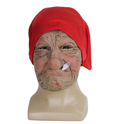 Halloween Mask Smoking Old Grandmother Latex Masks Realistic Costume Cosplay Props