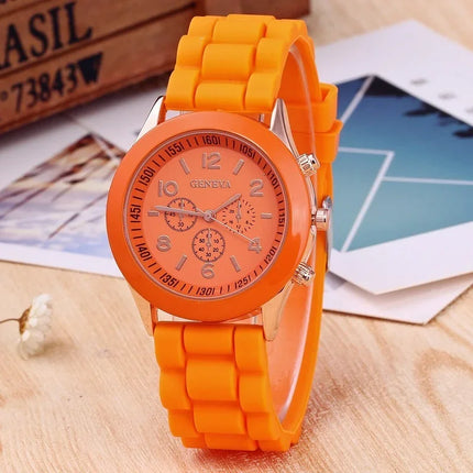 Famous Brand Geneva Ladies Fashion Watch Male and Female Student Silicone Quartz WristWatch Clock Wholesale Relogio Feminino