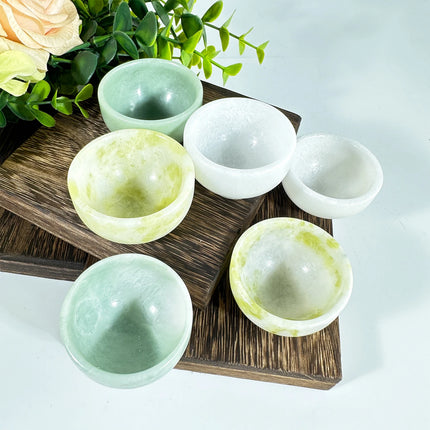 1PC Natural Crystal Jade Bowl,Crystal Cup,Cauliflower Jade Bowl,Natural Crystal Quartz Cup Degaussing Bowl Reiki Healing Home De