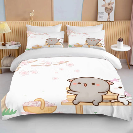 Bubu Dudu Cartoon Cute Bear Kawaii Christmas Gift King Twin Double Child Bedding Set Microfiber or Polyester Duvet Cover Set