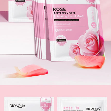 12pc Rose Flower Extract Face Mask Korean Whitening Sheet Mask Moisturizing Mask Nourishing Skincare Facial Korean Fresh Product