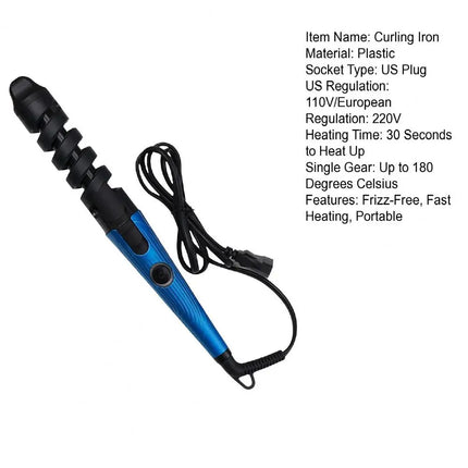 Electric Curling Iron Frizz-Free Portable Hair Curler Automatic Egg Roll Wavy Hair Curling Wand Lady Hair Styling Tool (US Plug)