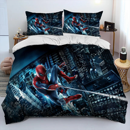 23 Style Spider Man Cartoon Marvel Comforter Bedding Set,Duvet Cover Bed Set Quilt Cover Pillowcase,Queen Bedding Set Adult Kids