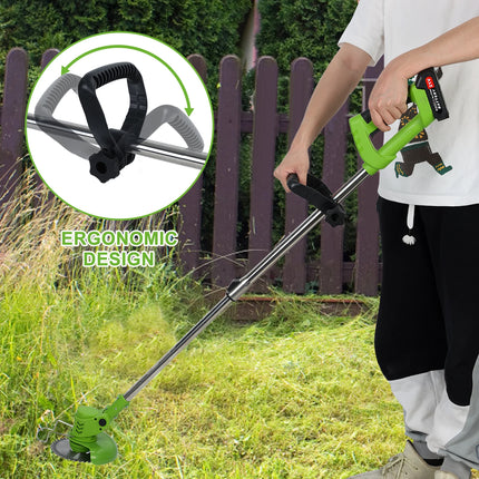 Weed Eater, Electric Weed Mower Cordless Trimmer, Telescopic Rod Weed Eater Cutter, Rechargeable Handheld Lawn Mower with 2 Batt