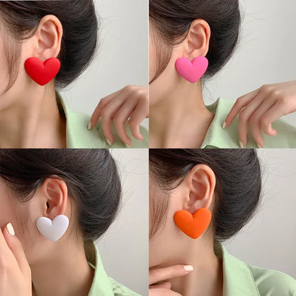 Heart-Shaped Acrylic Earrings in Assorted Colors - Romantic Statement Jewelry for Women