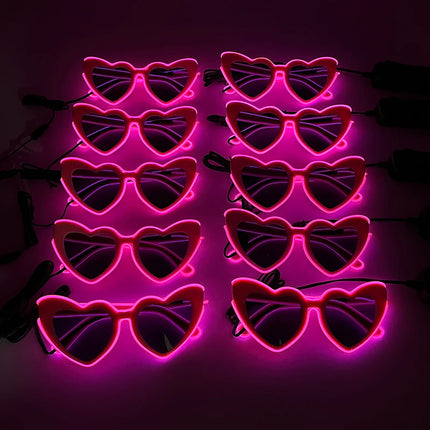 Bachelorette Hen Party LED Glasses Women Fashion Heart Shaped Sunglasses Female Love Pink Sun Glasses Wedding Party Supplies