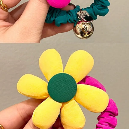 New Korea Exaggerated Sponge Flower Girl Hair Accessories Elastic Hair Bands Rubber Bands Baby Kids Soft Fabric Floral Hair Rope