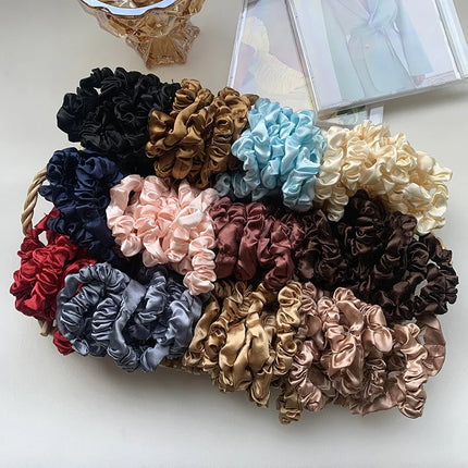 3PCs Silk Satin Skinny Small Scrunchies Set Solid Color Hair Ties Elastics Scrunchie Ponytail Holders for Women Hair accessories