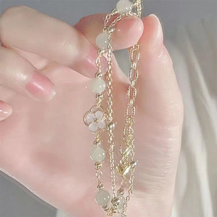 Chinese Style Fashion Unique Design Elegant Exquisite Double-layer Flower Beaded Bracelet For Women Jewelry Party Premium Gift