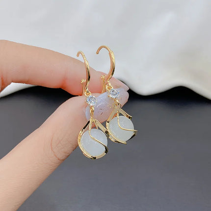 Romantic Opal Water Droplets Tassel Earrings - Women's Trendy Fashion Jewelry