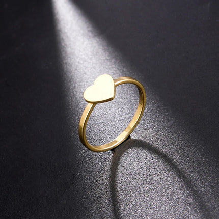 Amaxer Minimalist Heart Stainless Steel Rings For Girl Women Gold Color Cute Tiny Hollow Finger Ring Jewelry Gift