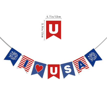 Independence Day Theme Party Banner Spiral Hanger Paper Fans American Flag Garland Patriotic 4th of July Party Background Decor