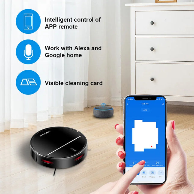 M7S Robot Vacuum Cleaner,Smart Dynamic Navigation,4000Pa,Wet Mop,WiFi,Silent,Work with Alexa & Google Home