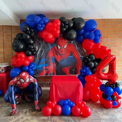 124pcs Superhero Spiderman Foil Balloon Set 32inch Number Balloons Spiderman Birthday Party Decoration Kids Baby Shower Supplies