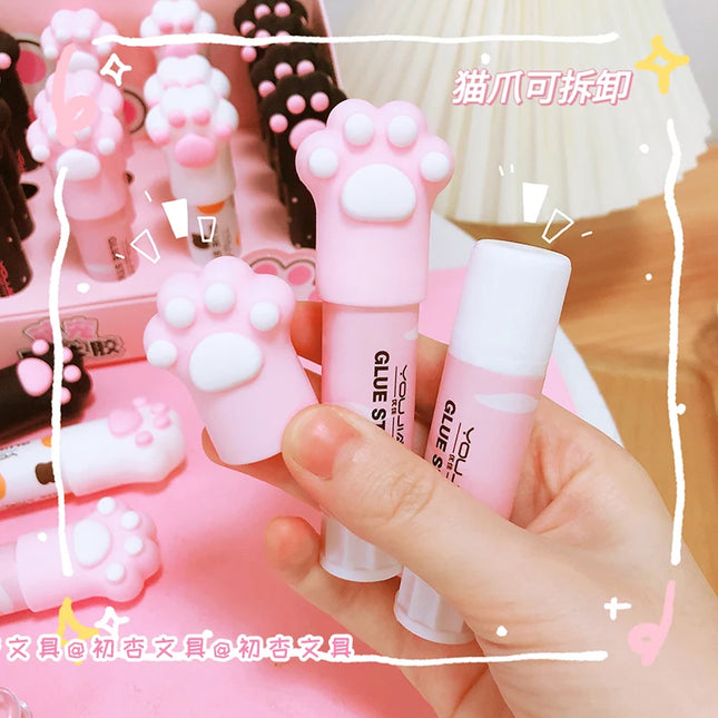 Kawaii Cat Claw Solid Glue Stick Strong Adhesive Pen Shape Glue Stick for Student High Viscosity Cute Stationery Office Supplies