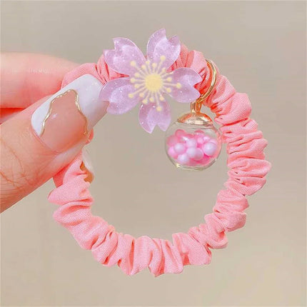 Kawaii Bear Rabbit Flower Beaded Hair Ties Elastic Cartoon Ponytail Holders Rubber Bands Hair Ropes For Baby Girls Toddler