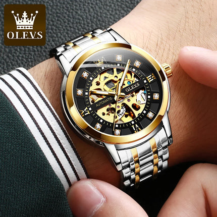 OLEVS Top Brand Automatic Watches for Man Original Skeleton Waterproof Stainless Steel Elegant Mechanical Men's Wrist watch 9901