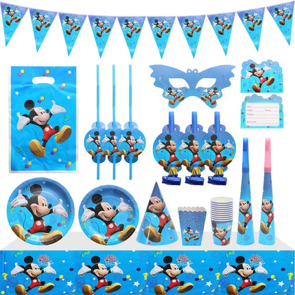 CartoonMickey Mickey Mouse Disposable Paper Cups and Plate Napkins Tablecloth Balloons Boy Birthday Baby Shower Party Decoration