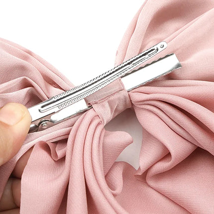 Elegant Large Bow Ribbon Hair Clip for Women Fashion Simple Solid Satin Spring Clip Ponytail Bow Hairpin Girls Hair Accessories