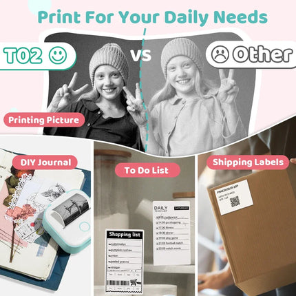 T02 Mini Thermal Printer Phomemo T02 Sticker Maker Machine Portable Bluetooth Pocket Printer Study Supplies for Photos Notes