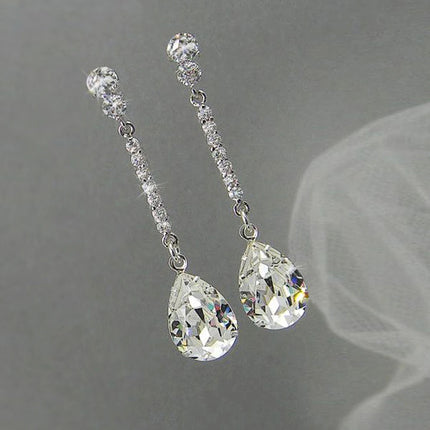 Elegant Cubic Zirconia Geometric Drop Earrings for Women