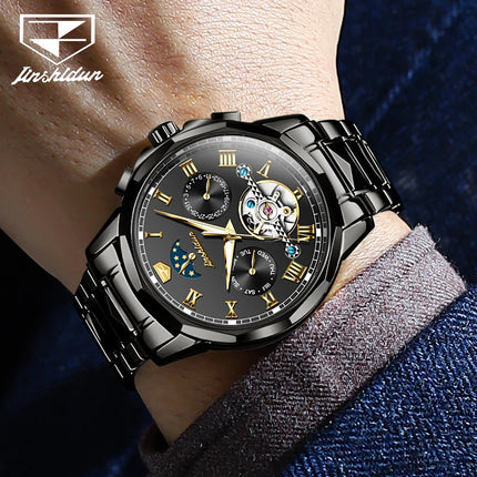 JSDUN Original Luxury Man Watch New Waterproof Tungsten Steel Men Automatic Mechanical Watch Casual Fashion Men's Wrist Watches