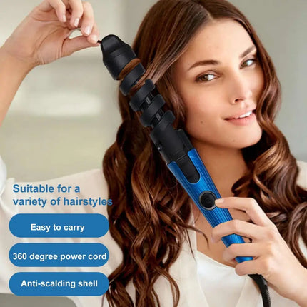 Electric Curling Iron Frizz-Free Portable Hair Curler Automatic Egg Roll Wavy Hair Curling Wand Lady Hair Styling Tool (US Plug)