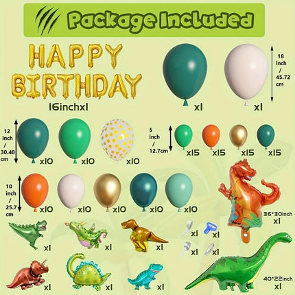 154 Pcs Jungle Animal Themed Balloon Decorations, Tyrannosaurus Rex Birthday Outdoor Scene Decoration Anniversary Commemoration