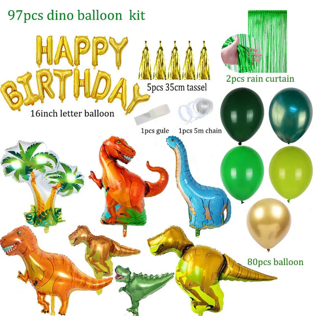 97pcs Dinosaur Birthday Party Decoration Foil Balloon Arch Garland Kit Kids Birthday Party Baby Shower Supplies Dino Theme