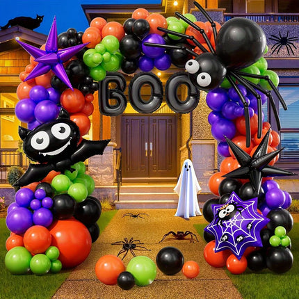 140pcs Halloween Balloon Garland Kit Bat Foil Balloons Suitable for Halloween Birthday Anniversaries and Dance Party Decorations